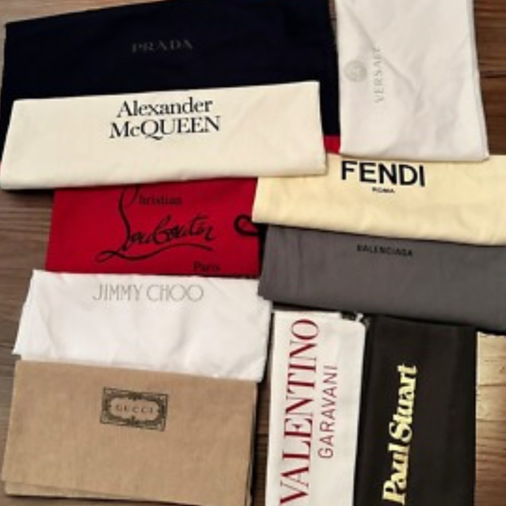 Designer dust bags of several brands